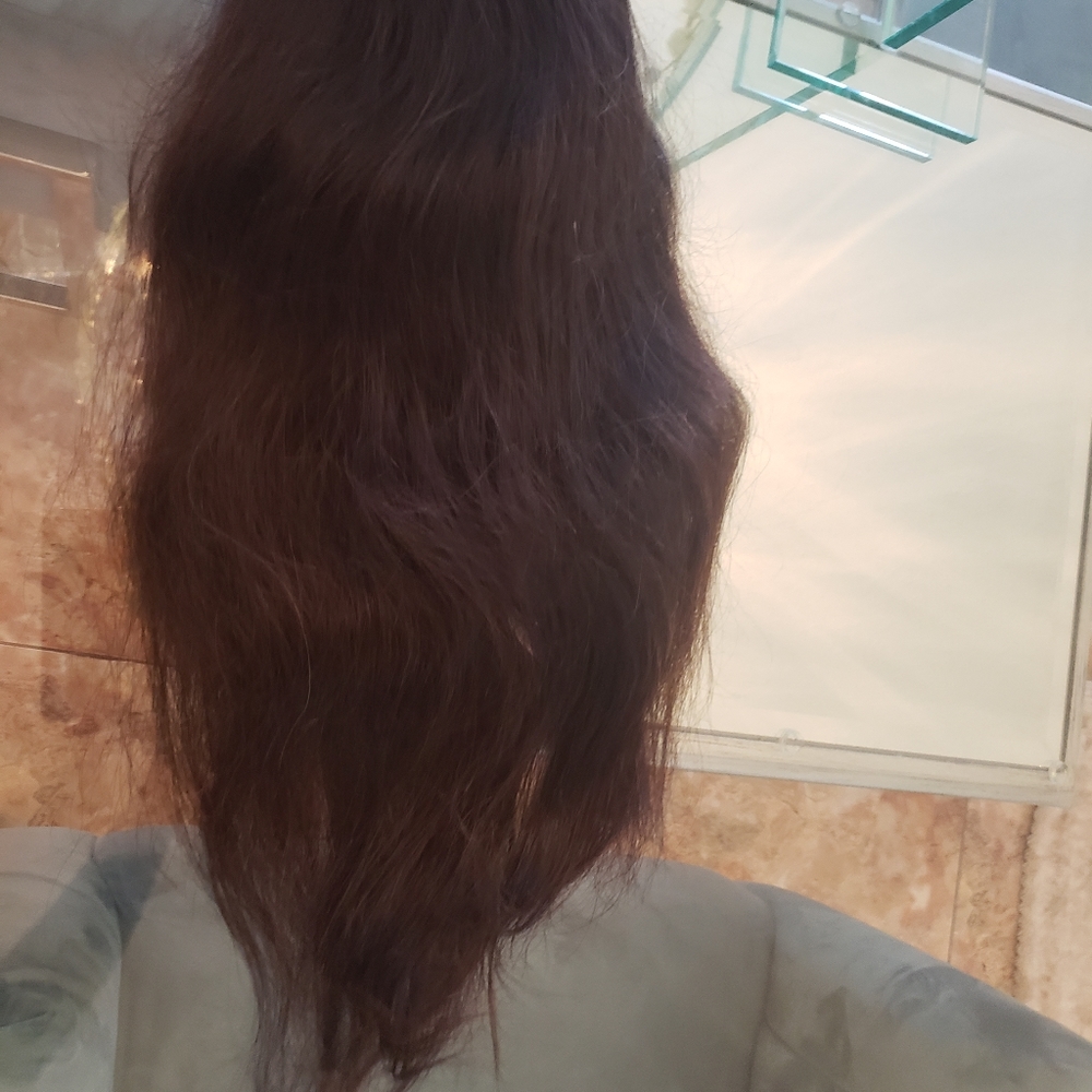 Human hair headband wig.
